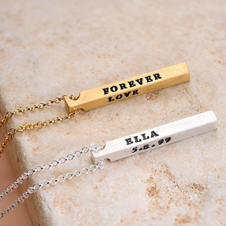 3D Engraved Bar Necklace Worbaxshop.com