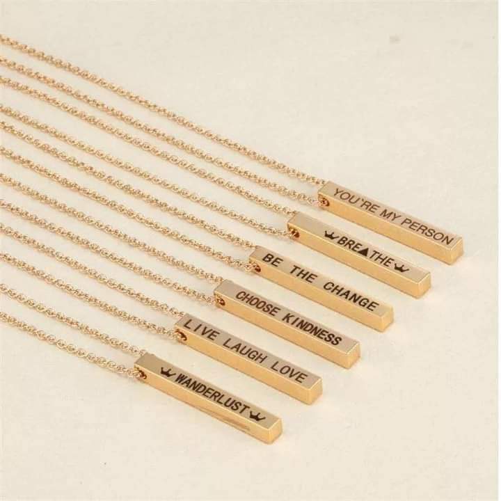 3D Engraved Bar Necklace Worbaxshop.com