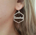 Personalized Octagon Shape Name Earrings Worbaxshop.com