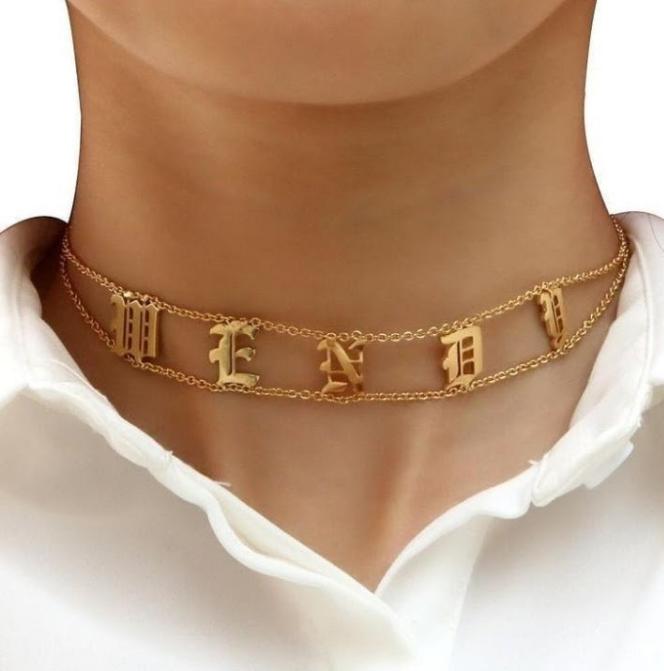 Personalized Double Chain Choker Necklace Worbaxshop.com