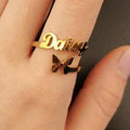 Butterfly Delicated Name Rings - Customize Rings Worbaxshop.com