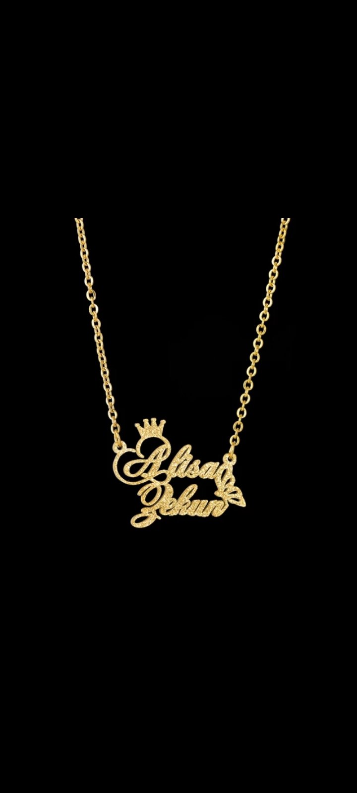 Little Heart with Crown Couple Name Necklace Worbaxshop.com