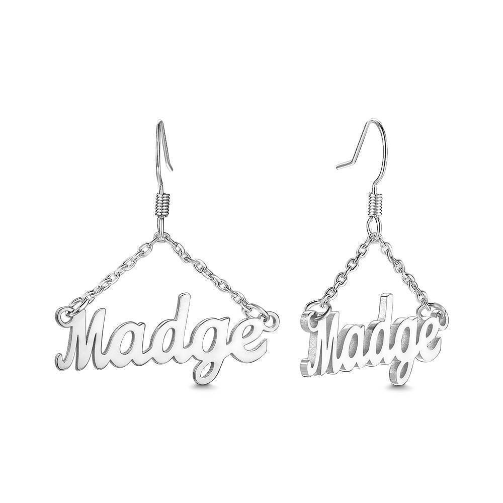 Personalized Triangle Shape Name Earrings Worbaxshop.com