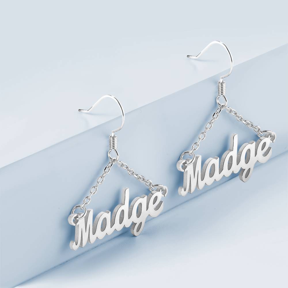Personalized Triangle Shape Name Earrings Worbaxshop.com