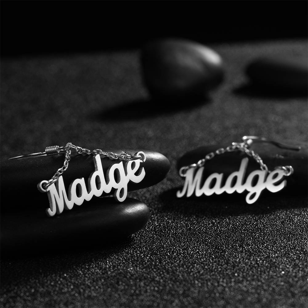 Personalized Triangle Shape Name Earrings Worbaxshop.com
