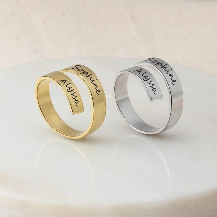 Couple Name Curled Rings - Customize Rings Worbaxshop.com