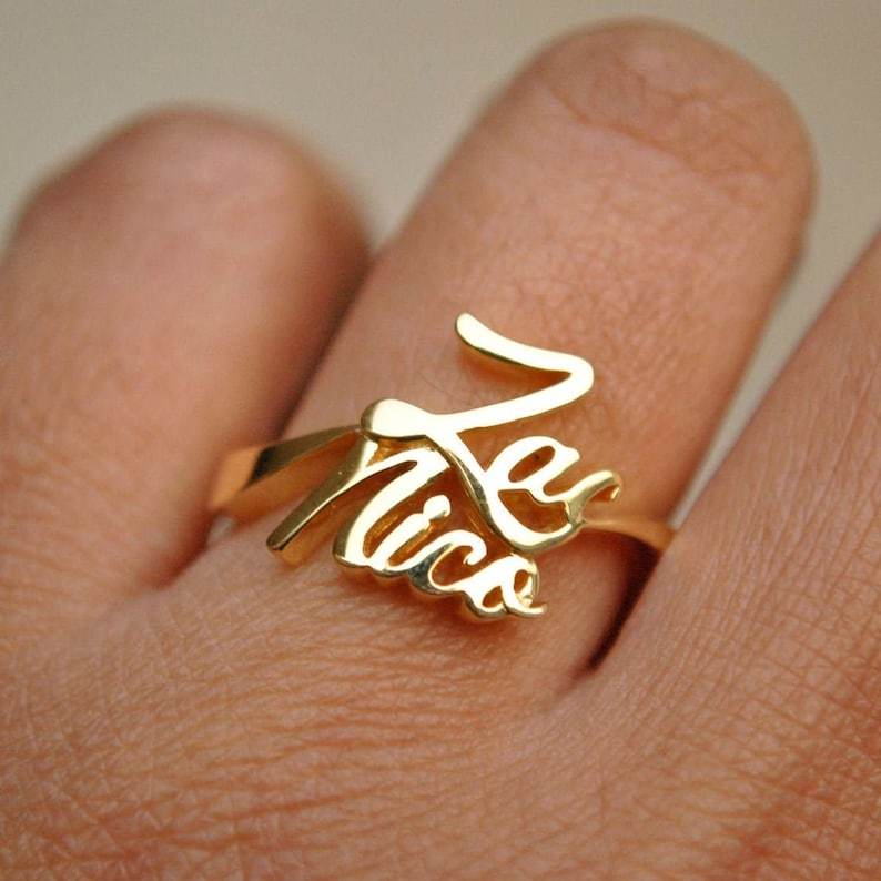 Zigzag Couple Name Rings - Customize Rings Worbaxshop.com