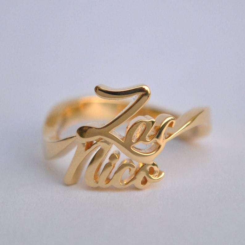 Zigzag Couple Name Rings - Customize Rings Worbaxshop.com