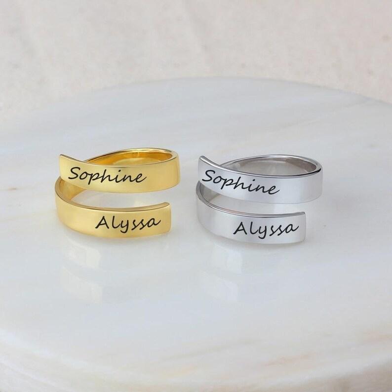 Couple Name Curled Rings - Customize Rings Worbaxshop.com