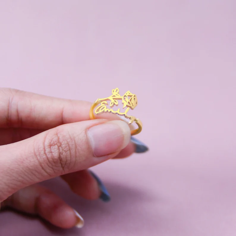 FLOWER NAME RING MY NAME NECKLACE.PK