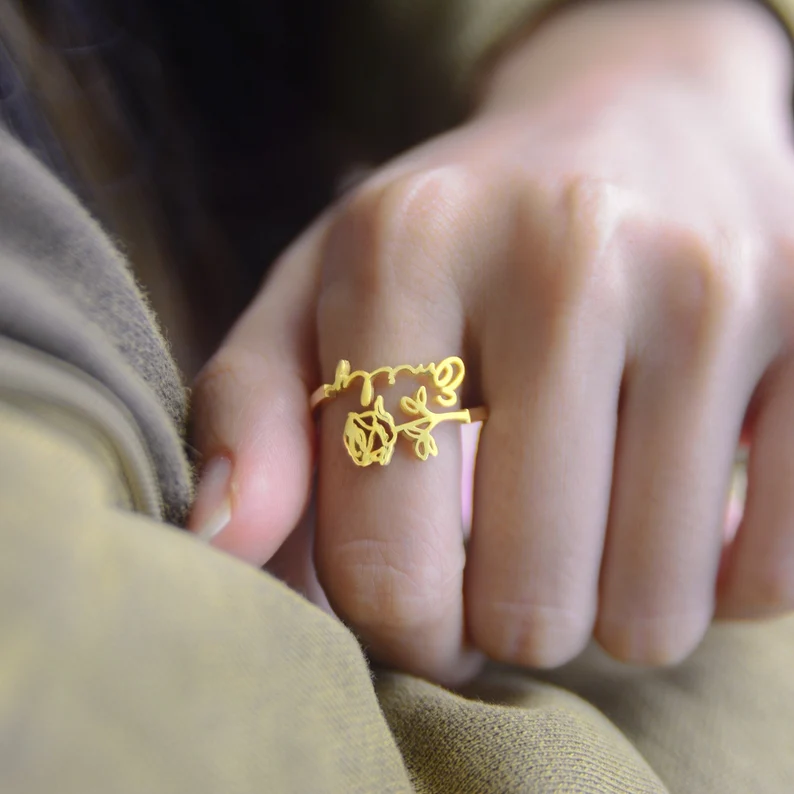 FLOWER NAME RING MY NAME NECKLACE.PK