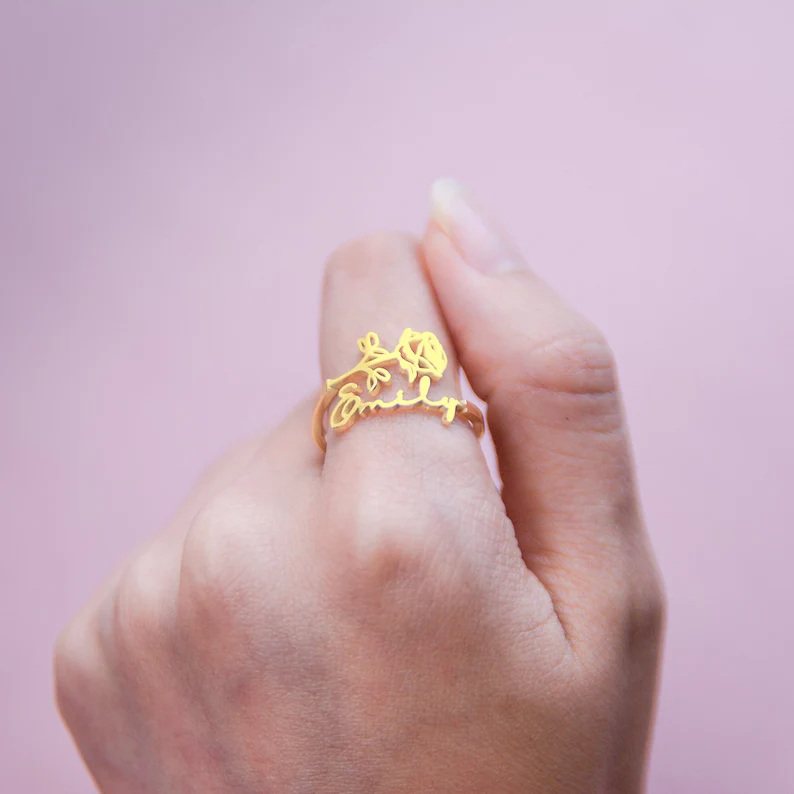FLOWER NAME RING MY NAME NECKLACE.PK