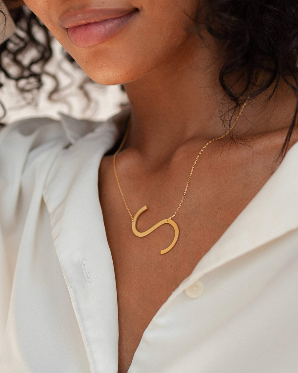 Large Sideways Initial Necklace Worbaxshop.com