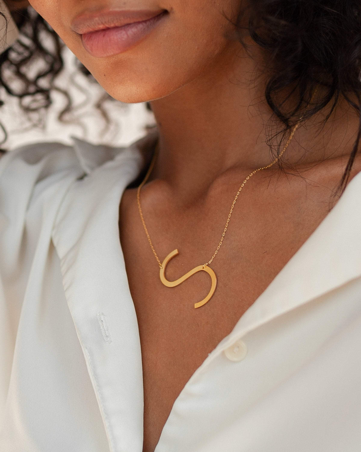 Large Sideways Initial Necklace Worbaxshop.com