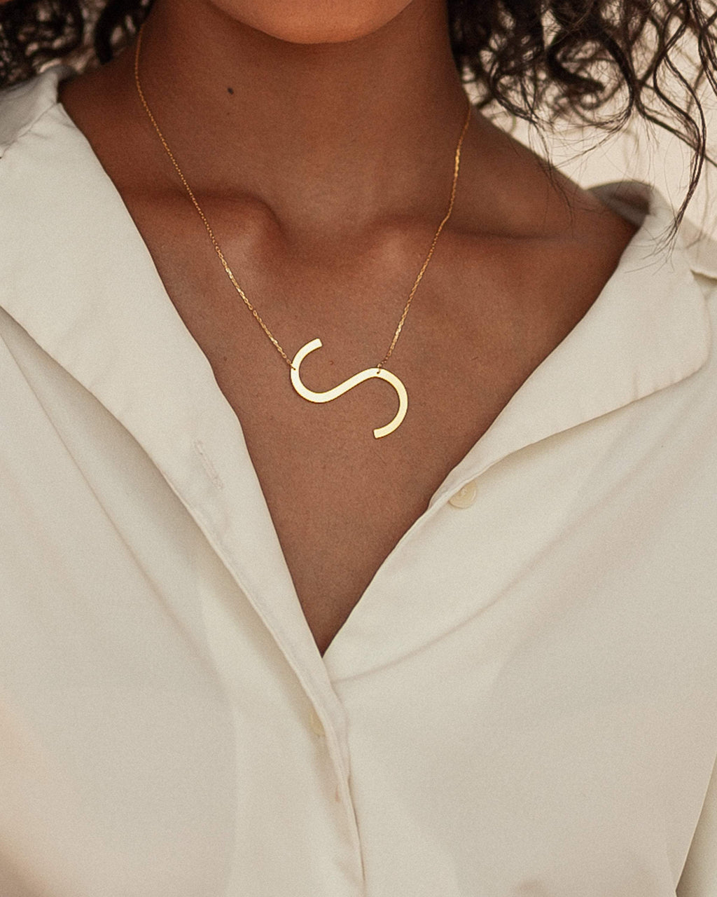 Large Sideways Initial Necklace Worbaxshop.com