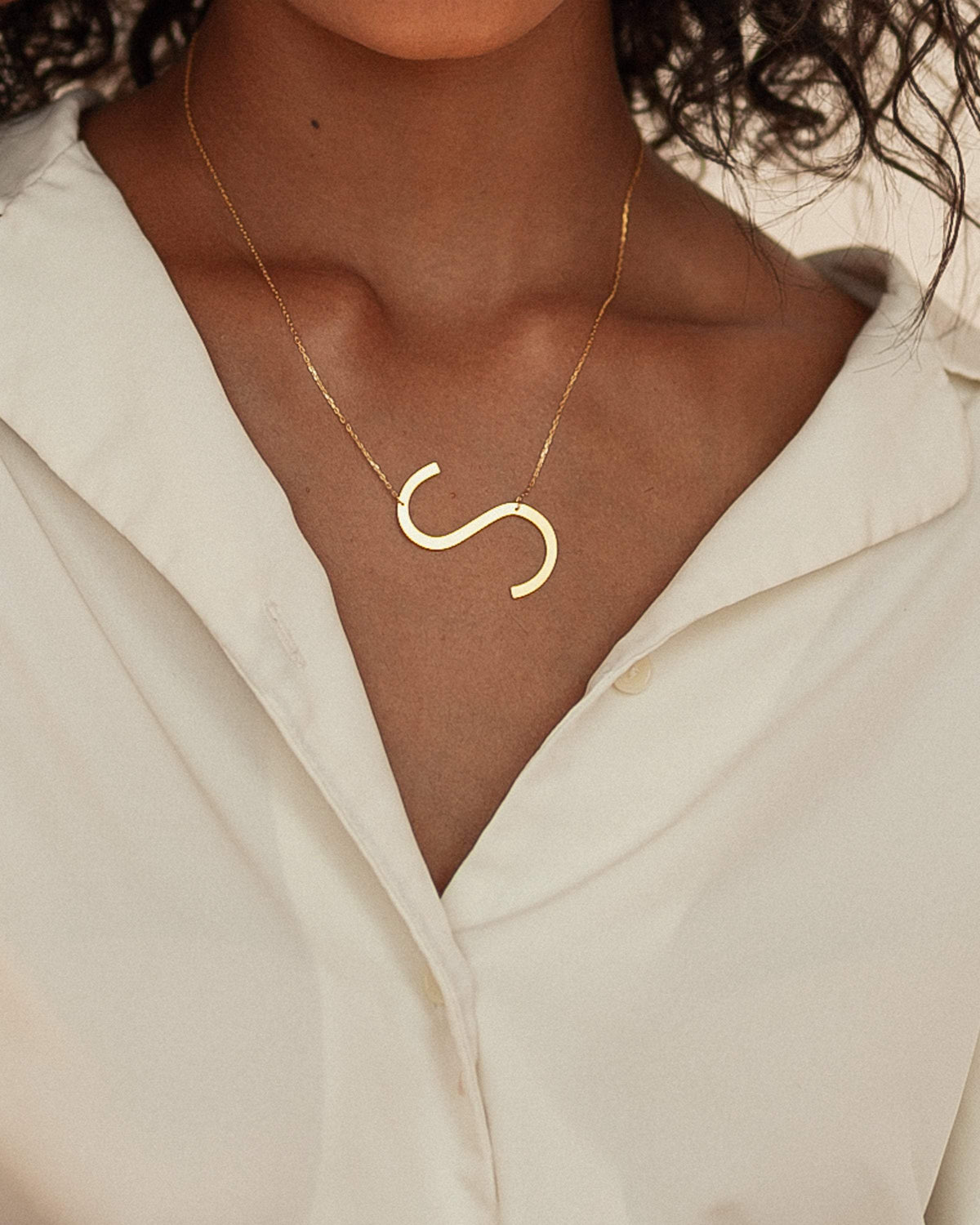 Large Sideways Initial Necklace Worbaxshop.com