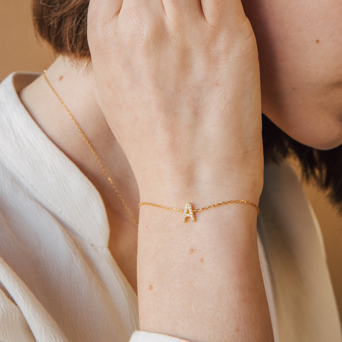 Pave Initial Bracelet Worbaxshop.com