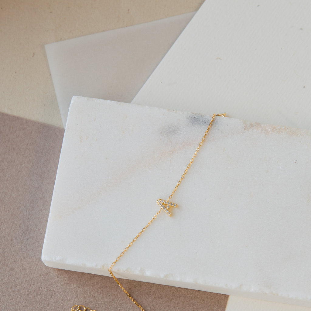 Pave Initial Bracelet Worbaxshop.com