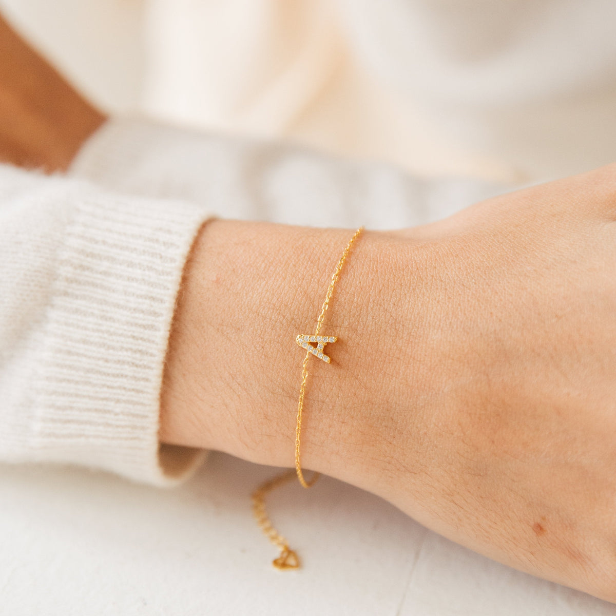 Pave Initial Bracelet Worbaxshop.com