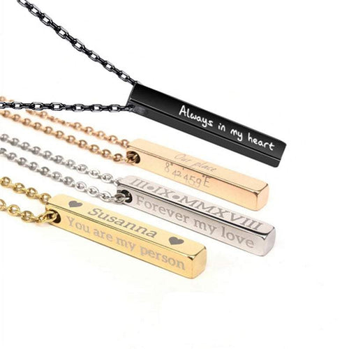 3D Engraved Bar Necklace Worbaxshop.com