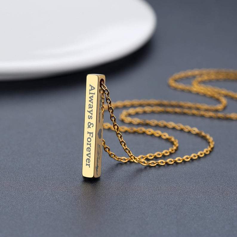 3D Engraved Bar Necklace Worbaxshop.com