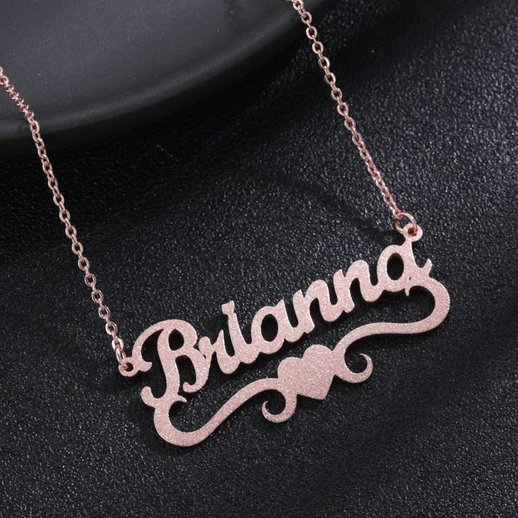 Frosted Heart Name Necklace Worbaxshop.com