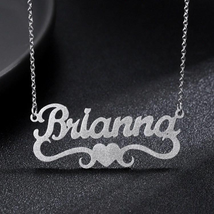 Frosted Heart Name Necklace Worbaxshop.com