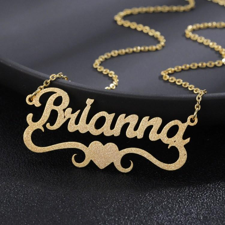 Frosted Heart Name Necklace Worbaxshop.com